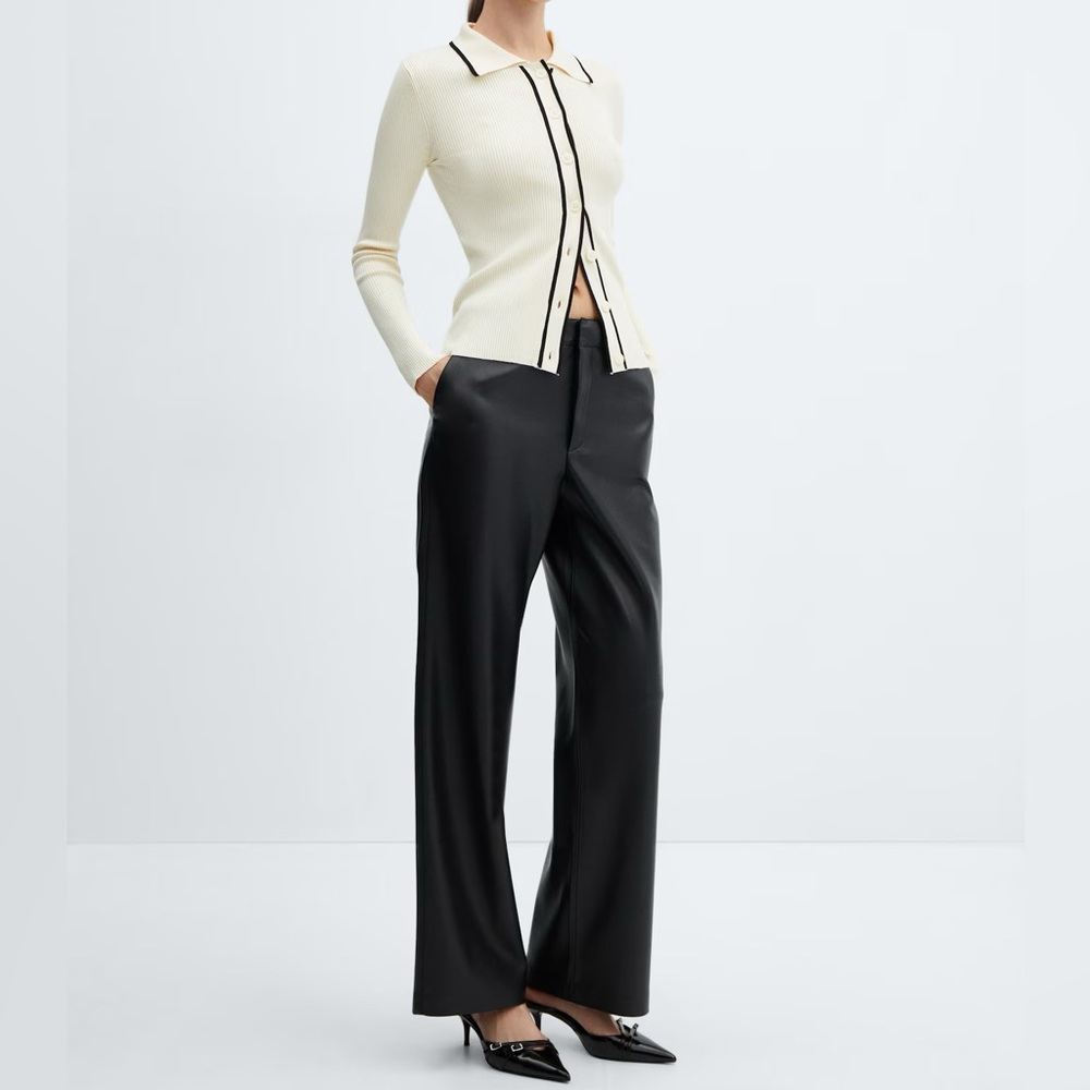 MNG Leather Effect Straight Leg Pants! NWOT!